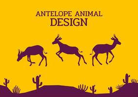 Impala antilope woestijn dier silhouet vlak ontwerp vector illustratie