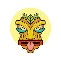 tribal tiki maskers hawaiiaans totem cultuur vector houten gekleurde illustraties