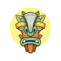 tribal tiki maskers hawaiiaans totem cultuur vector houten gekleurde illustraties