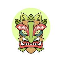 tribal tiki maskers hawaiiaans totem cultuur vector houten gekleurde illustraties