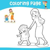 gelukkig moeders dag kleuren vel. moeders dag kleur Pagina's. gemakkelijk en gemakkelijk kleuren bladzijde voor kinderen vector