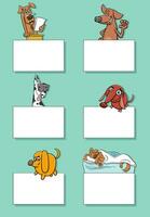 tekenfilm honden en puppy's met blanco kaarten ontwerp reeks vector