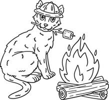 camping kat roosteren marshmallows geïsoleerd vector