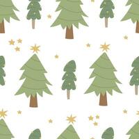 vakantie naadloos patroon met Kerstmis boom. kleurrijk vector, vlak stijl. hand- tekening. ontwerp voor kleding stof, afdrukken, wikkel vector