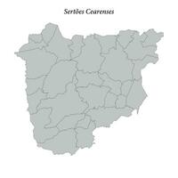 kaart van sertoes cearenses is een mesoregio in ceara met borders gemeenten vector