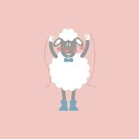 schattig en lief schapen Holding harten, gelukkig Valentijnsdag dag, verjaardag, liefde concept, vlak vector illustratie tekenfilm karakter ontwerp geïsoleerd