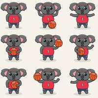 grappig koala basketbal tekenfilm set. koala basketbal set. schattig tekenfilm karakter vector reeks geïsoleerd Aan een wit achtergrond. tekenfilm dier sport. dier tekenfilm.