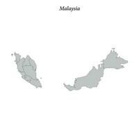 gemakkelijk vlak kaart van Maleisië met borders vector