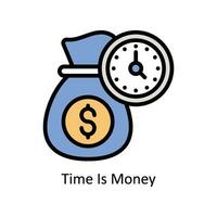 tijd is geld vector gevulde schets icoon ontwerp illustratie. bedrijf en beheer symbool Aan wit achtergrond eps 10 het dossier