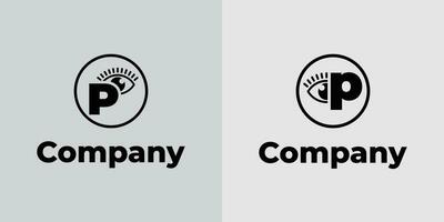 brief p visie logo, geschikt voor bedrijf verwant naar visie, spion, optisch, of oog met eerste p vector