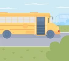 schoolbus buitenshuis egale kleur vectorillustratie vector