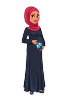 mooie zwangere moslimvrouw in hijab vector