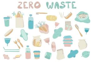 inzameling van duurzame en herbruikbare artikelen of producten zonder afval vector