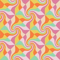 retro vector patroon met een wijnoogst kleur palet in een spiraal of kolken radiaal strepen ontwerp. psychedelisch kolken naadloos patroon