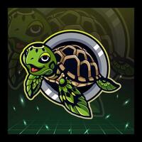 zee schildpad mascotte esport logo ontwerp vector