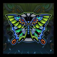 vlinder mecha mascotte esport logo ontwerp vector