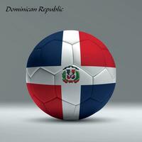 3d realistisch voetbal bal ik met vlag van dominicaans republiek Aan studio achtergrond vector