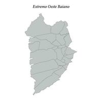 kaart van extremo oeste baiano is een mesoregio in Bahia met borders gemeenten vector