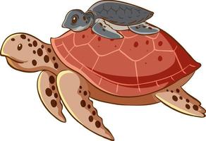 grote en kleine zeeschildpadden dierlijk beeldverhaal op witte achtergrond vector
