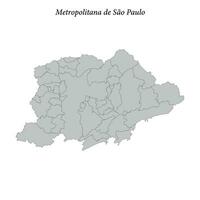 kaart van metropolitana de sao paulo is een mesoregio in sao paulo met borders gemeenten vector