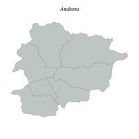 gemakkelijk vlak kaart van Andorra met districten vector