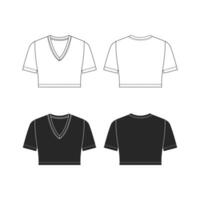 bemanning nek Bijsnijden top vrouwen t-shirt sjabloon tekening, eenvoudig t-shirt tekening, wit achtergrond vector