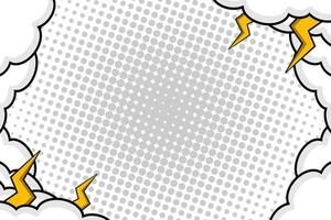blanco knal kunst grappig wolk tekenfilm kader achtergrond met halftone vector