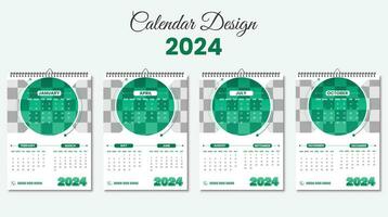 modern muur kalender ontwerp voor nieuw jaar 2024. creatief kalender sjabloon. pro vector. vector