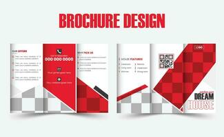 echt landgoed drievoud brochure sjabloon ontwerp. huis verkoop en vernieuwing brochure ontwerp voor marketing. pro vector. vector
