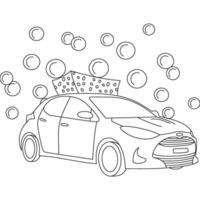 auto wassen, auto met zeep bubbels, transparant achtergrond vector