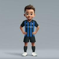 3d tekenfilm schattig jong voetbal speler in Amerikaans voetbal uniform vector