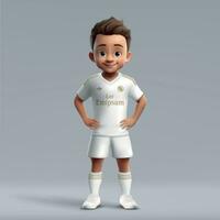 3d tekenfilm schattig jong voetbal speler in Amerikaans voetbal uniform vector