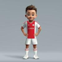 3d tekenfilm schattig jong voetbal speler in Amerikaans voetbal uniform. vector