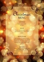 elegant Kerstmis menu met bokeh lichten ontwerp vector