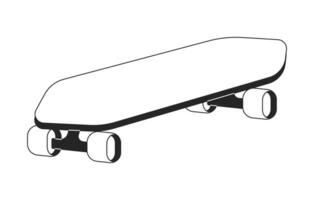 80s skateboard funky zwart en wit 2d lijn tekenfilm voorwerp. oud fashioned sport- uitrusting geïsoleerd vector schets item. skateboarden vrije tijd werkzaamheid 90s gevoel monochromatisch vlak plek illustratie