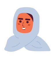 Arabisch vrouw vervelend hijab sjaal 2d vector avatar illustratie. midden- oostelijk volwassen vrouw tekenfilm karakter gezicht portret. Islamitisch gesluierd vlak kleur gebruiker profiel beeld geïsoleerd Aan wit achtergrond