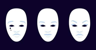 3 wit duidelijk vector carnaval maskers. donker achtergrond.