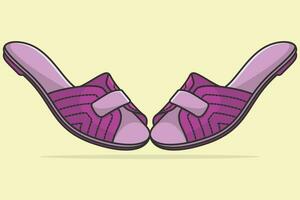 paar- van Dames vlak pantoffel schoenen vector illustratie. schoonheid mode voorwerpen icoon concept. modieus vrouw uniek pantoffel paar- vector ontwerp met schaduw.