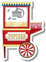 stickersjabloon met geïsoleerde popcornkar vector