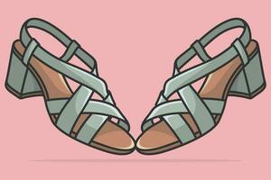 paar- van elegant Dames schoenen sandalen schoenen vector illustratie. schoonheid mode voorwerpen icoon concept. nieuw aankomst Dames mode sandalen paar- vector ontwerp.
