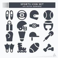 pictogram sport instellen - glyph-stijl vector