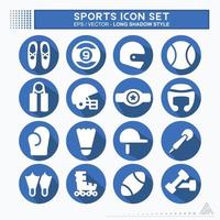 pictogram sport instellen - lange schaduwstijl vector