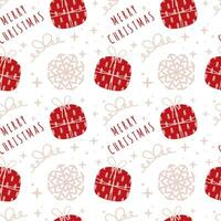Kerstmis naadloos patroon met sneeuwvlok, geschenk doos en vrolijk Kerstmis inscriptie. hand- getrokken winter vakantie vector patroon. perfect voor omhulsel papier en textiel afdrukken