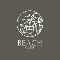 vector monoline strand club zomer vakantie insigne logo sjabloon