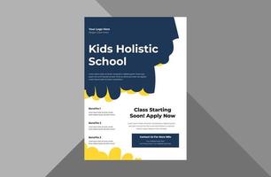 school toelating flyer ontwerpsjabloon. junior school promotie poster folderontwerp. a4 sjabloon, brochureontwerp, omslag, flyer, poster, drukklaar vector