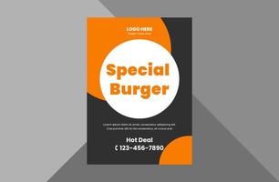 hamburger restaurant flyer ontwerpsjabloon. speciaal voedsel menu poster folder ontwerpsjabloon. a4 sjabloon, brochureontwerp, omslag, flyer, poster, drukklaar vector