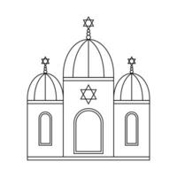 Joods synagoge religie gebouw vector lijn icoon