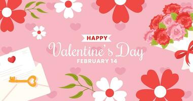 gelukkig Valentijnsdag dag post vlak tekenfilm hand- getrokken Sjablonen achtergrond illustratie vector