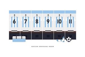 Argentijns voetbal of voetbalteam kleedkamer. vector
