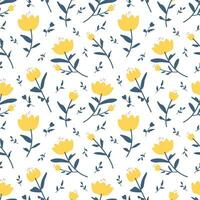 geel bloemen in wit achtergrond abstract naadloos patroon vector